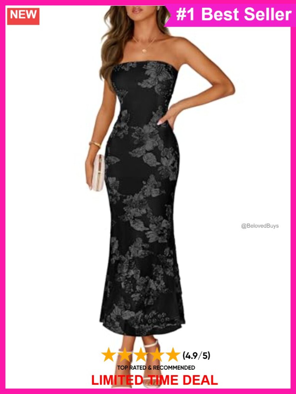 Bodycon Maxi Dress Off Shoulder Strapless Backless Formal Floral